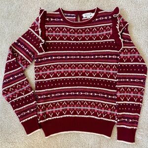 Molly Bracken Burgundy Patterned Sweater S